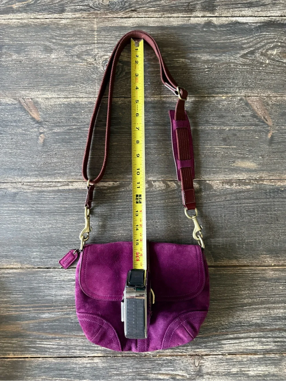 Vintage Coach Soho Plum Suede Buckle Flap Bag 2004-2005 Rare Y2K